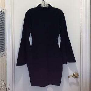 MILLY Bell Sleeve Mock Neck Knit Dress